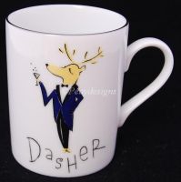 Pottery Barn REINDEER Coffee Mug DASHER - NEW